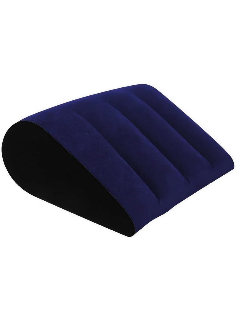 نفخ أسفينة وسادة ، أسفينة السرير وموقع الجسم ، وسادة السفر ، وسادة موقف الجسم ، التجمع السطحي للنوم السفر اليوغا (أزرق ، بدون مقبض) - Image 1